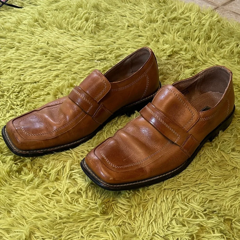 Brown Leather Slip-On Loafers Men’s Classic Dress Casual Shoes Size 11